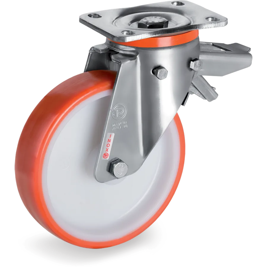 Tellure Rôta 607516 – Thermoplastic polyurethane swivel castor Ø200×50 mm with brake
