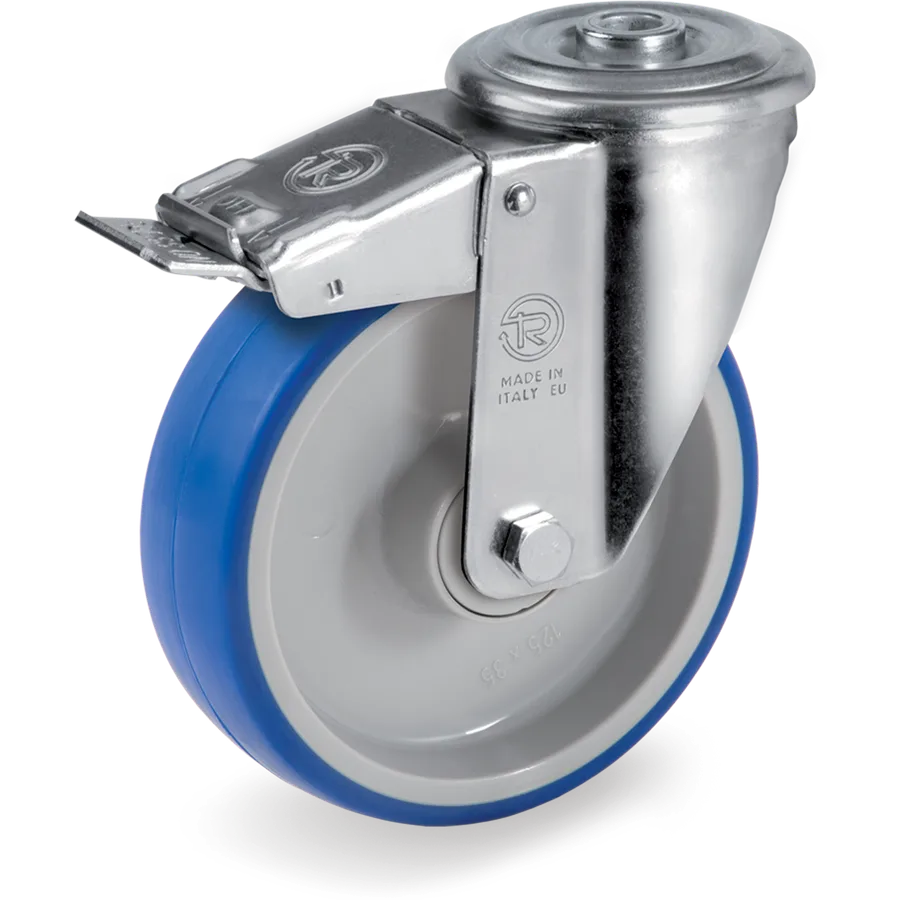 Tellure Rôta 615503 – Thermoplastic polyurethane swivel castor Ø125×35 mm with brake