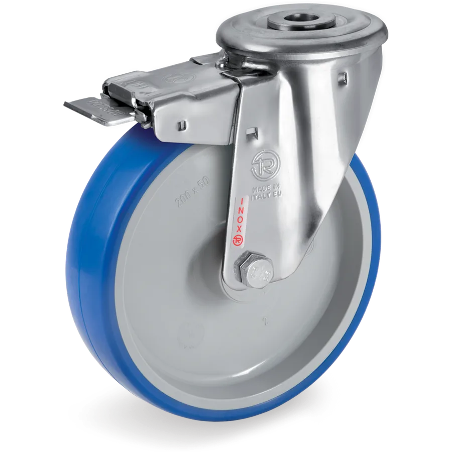 Tellure Rôta 618821 – Rueda giratoria de poliuretano termoplástico Ø80×30 mm con freno