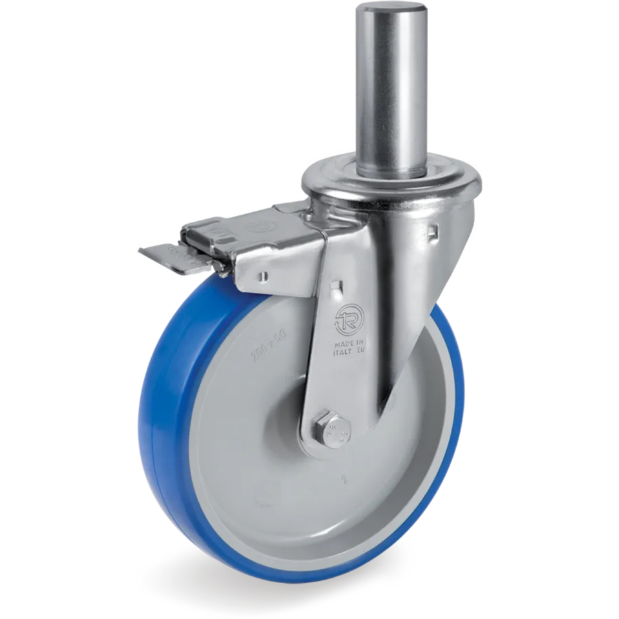 Tellure Rôta 616203 – Rueda giratoria de poliuretano termoplástico Ø125×35 mm con freno