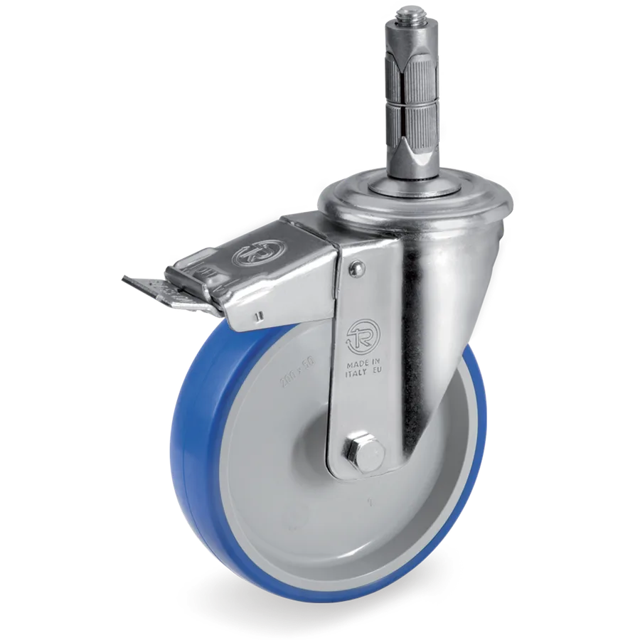 Tellure Rôta 619302 – Rueda giratoria de poliuretano termoplástico Ø100×30 mm con freno