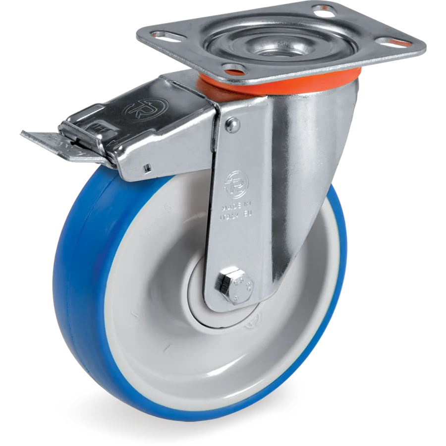 Tellure Rôta 614910 – Thermoplastic polyurethane swivel castor Ø160×50 mm with brake