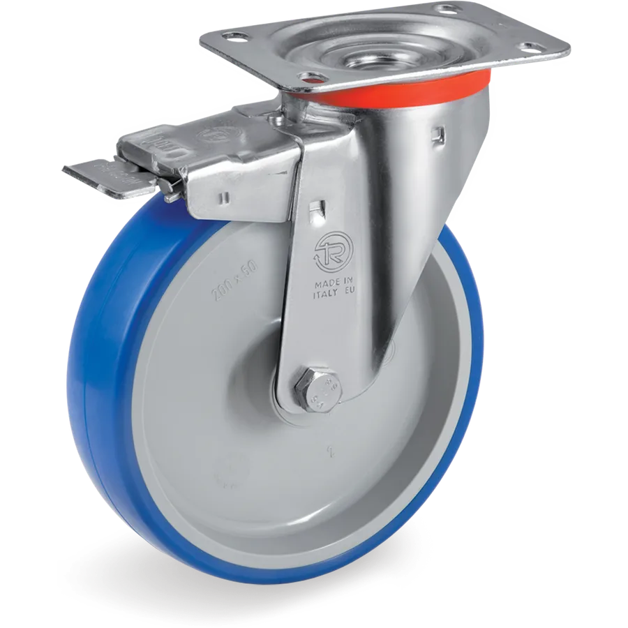 Tellure Rôta 616606 – Thermoplastic polyurethane swivel castor Ø200×50 mm with brake