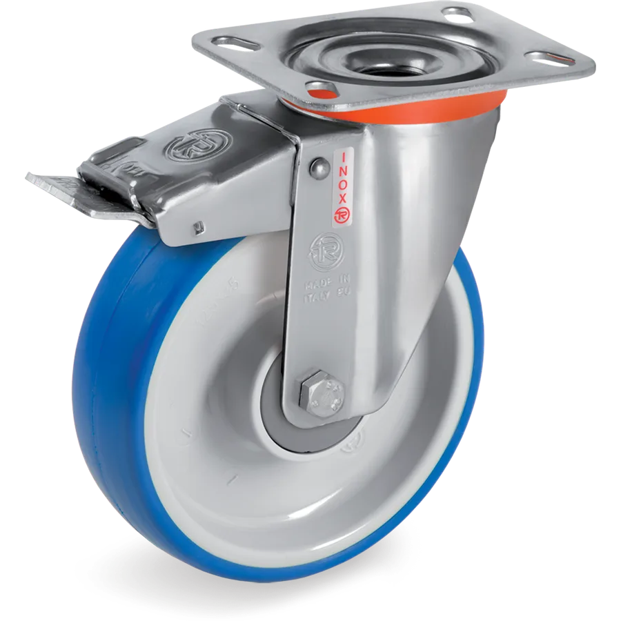 Tellure Rôta 616901 – Rueda giratoria de poliuretano termoplástico Ø80×30 mm con freno