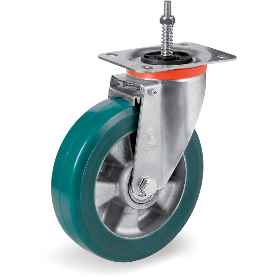 Tellure Rôta 624806 – TR-Roll polyurethane swivel castor Ø200×50 mm with brake