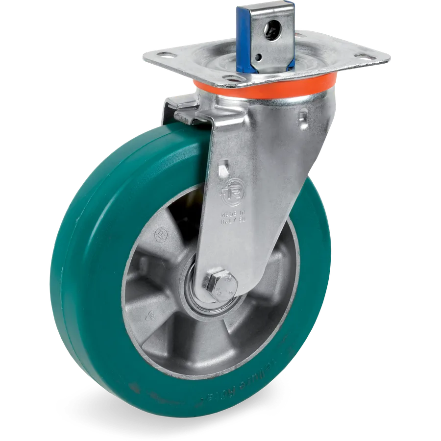 Tellure Rôta 624910 – Rueda giratoria de poliuretano TR-Roll Ø160×50 mm con freno