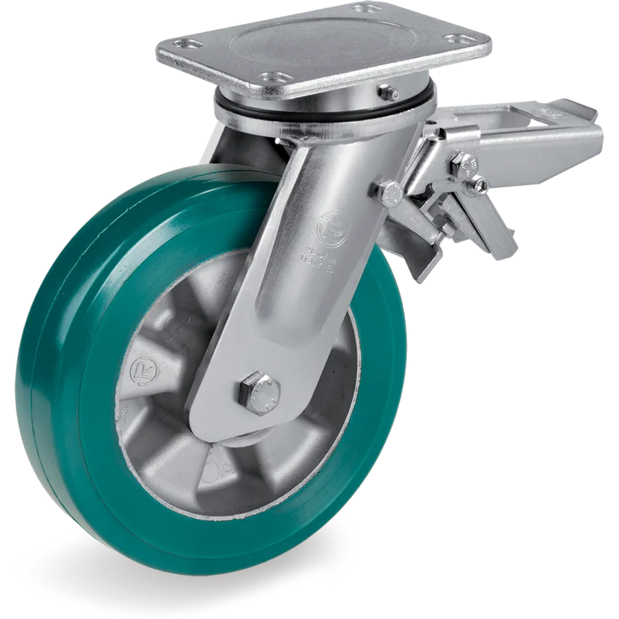 Tellure Rôta 628603 – TR-Roll polyurethane swivel castor Ø125×40 mm with brake