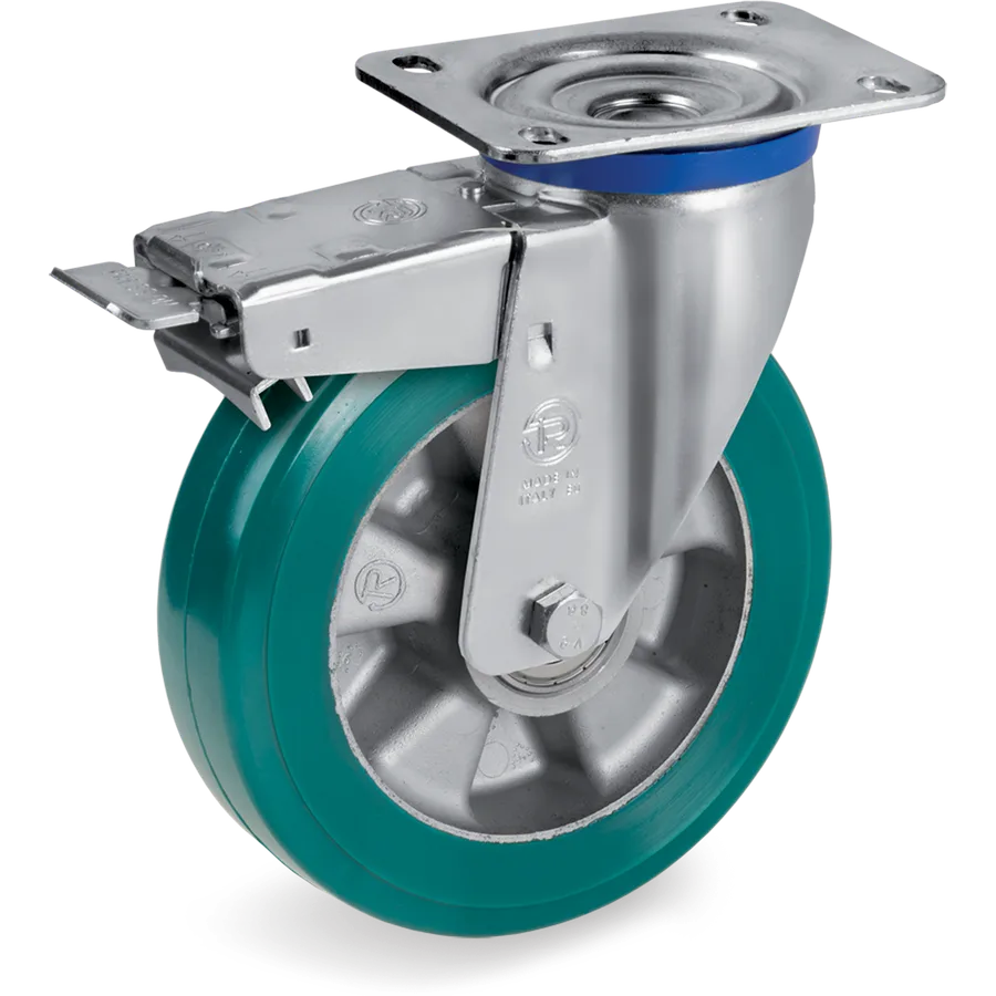 Tellure Rôta 627406 – TR-Roll polyurethane swivel castor Ø200×50 mm with brake