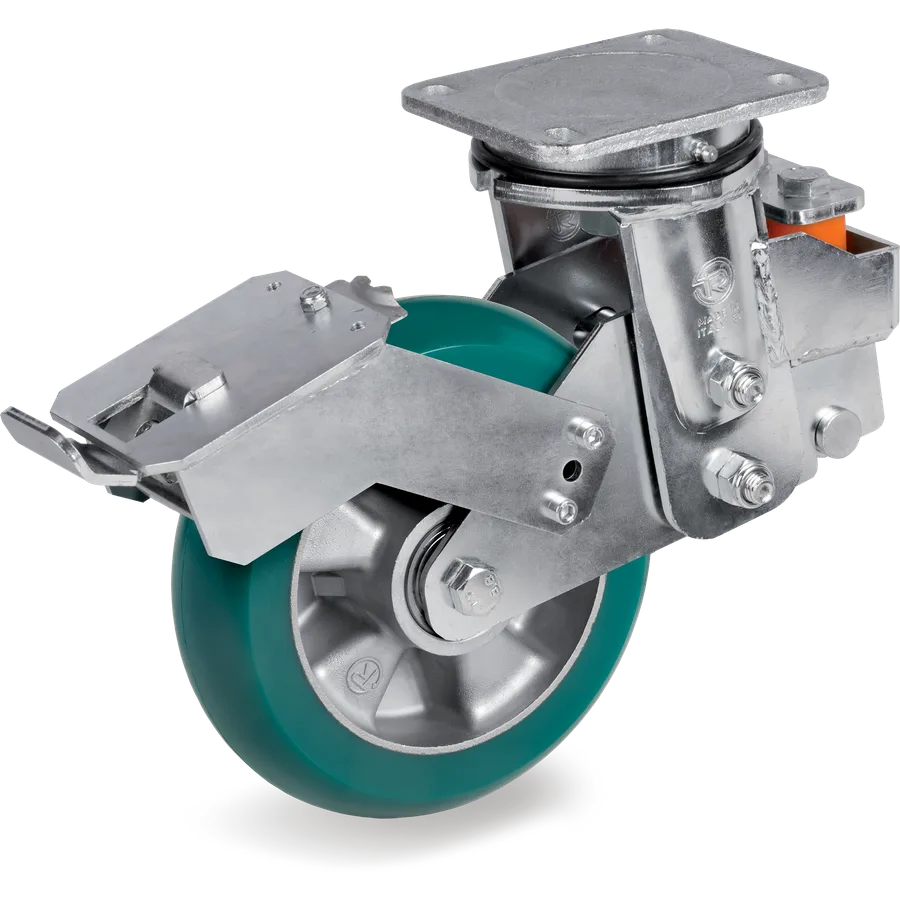 Tellure Rôta 627006 – Rueda giratoria de poliuretano TR-Roll Ø200×50 mm con freno