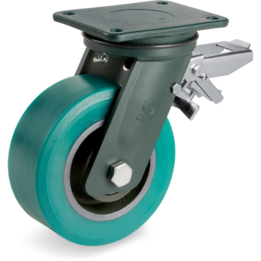 Tellure Rôta 628906 – TR-Roll polyurethane swivel castor Ø200×78 mm with brake