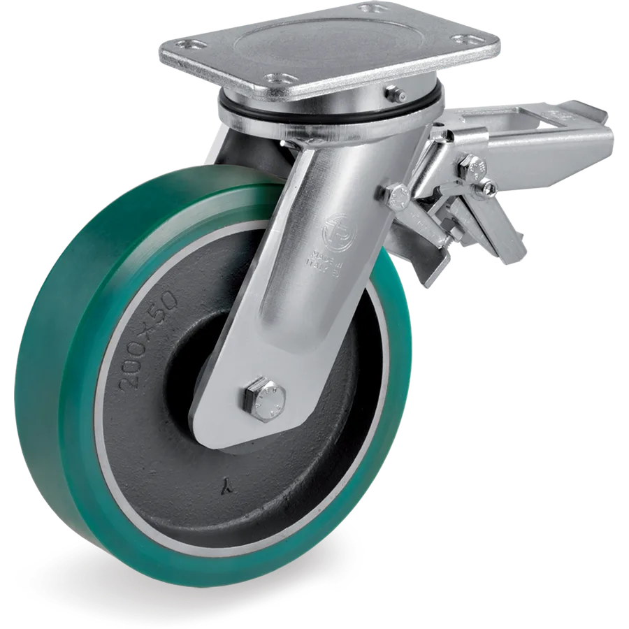 Tellure Rôta 628504 – TR-Roll polyurethane swivel castor Ø150×50 mm with brake