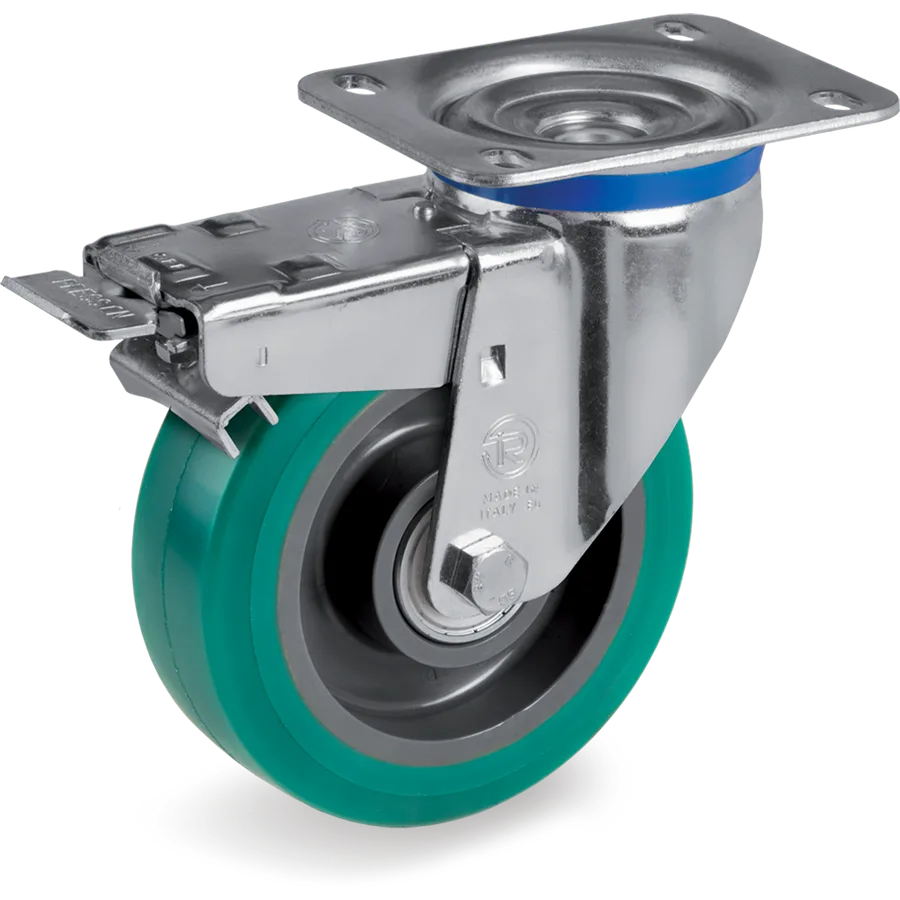 Tellure Rôta 627446 – TR-Roll polyurethane swivel castor Ø200×50 mm with brake