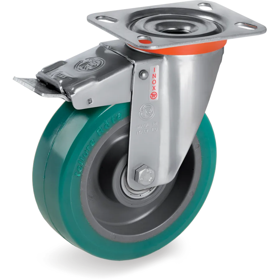 Tellure Rôta 625323 – TR-Roll polyurethane swivel castor Ø125×40 mm with brake