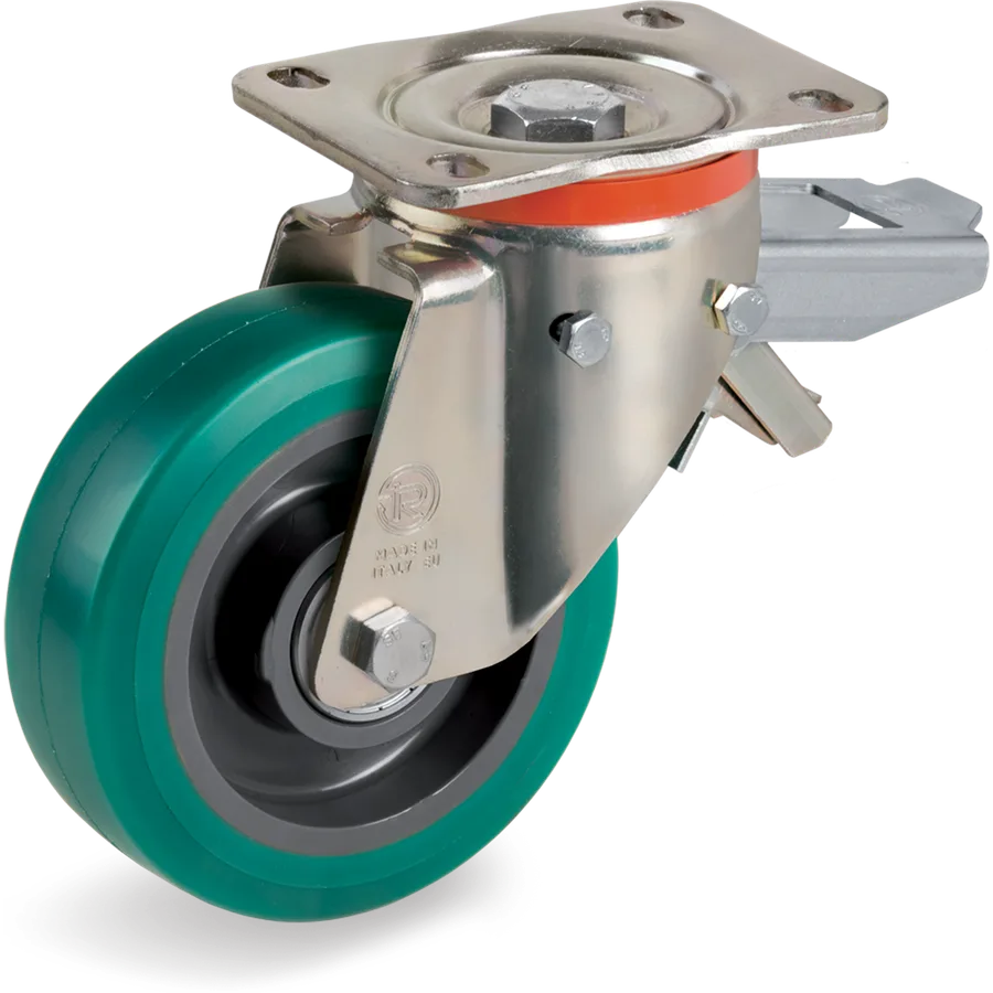 Tellure Rôta 627236 – TR-Roll polyurethane swivel castor Ø200×50 mm with brake