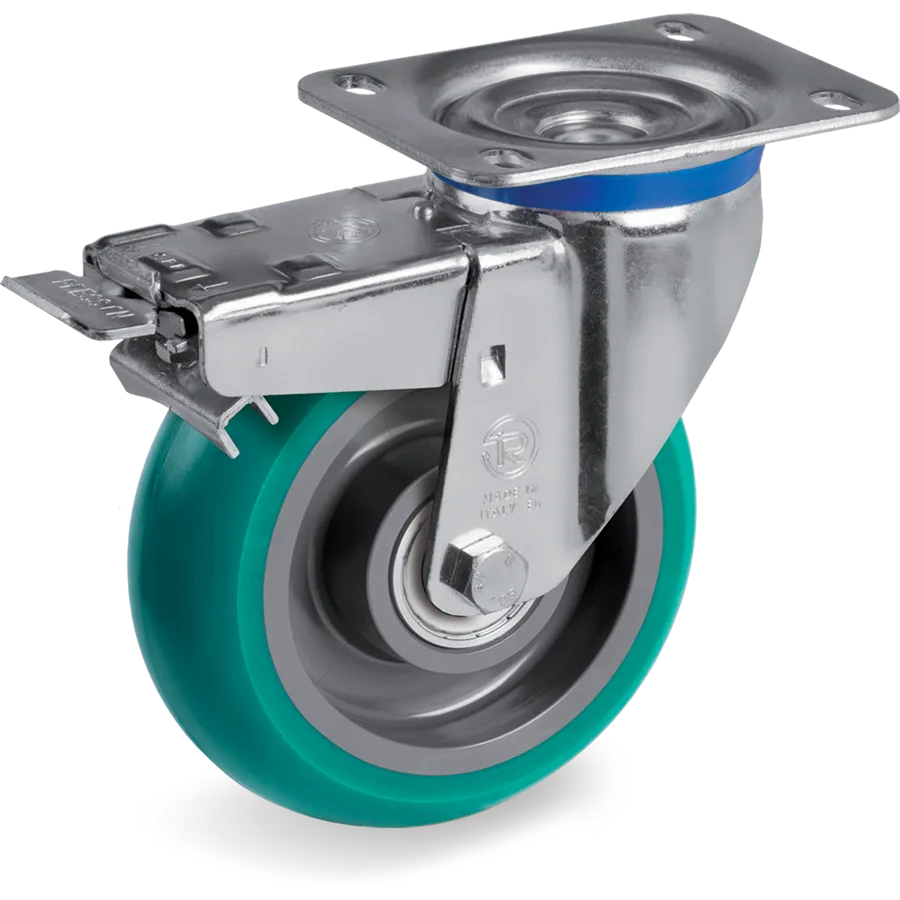 Tellure Rôta 627436 – TR-Roll polyurethane swivel castor Ø200×50 mm with brake