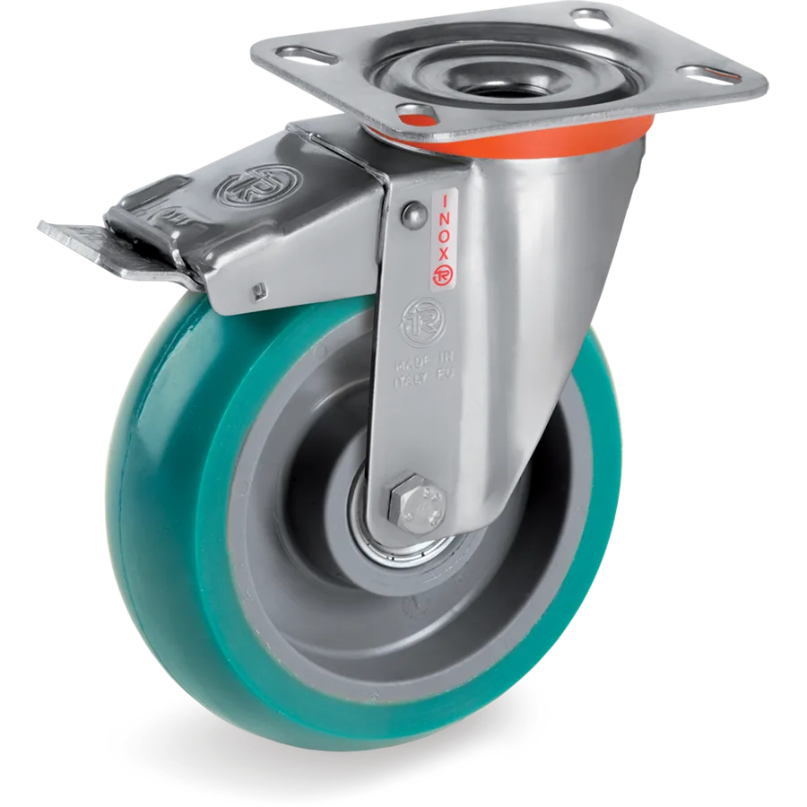 Tellure Rôta 625324 – Rueda giratoria de poliuretano TR-Roll Ø160×50 mm con freno