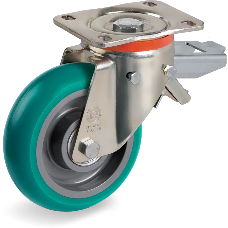 Tellure Rôta 627224 – TR-Roll polyurethane swivel castor Ø160×50 mm with brake