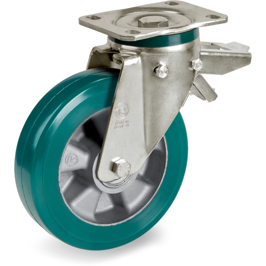 Tellure Rôta 629904 – TR-Roll polyurethane swivel castor Ø160×50 mm with brake