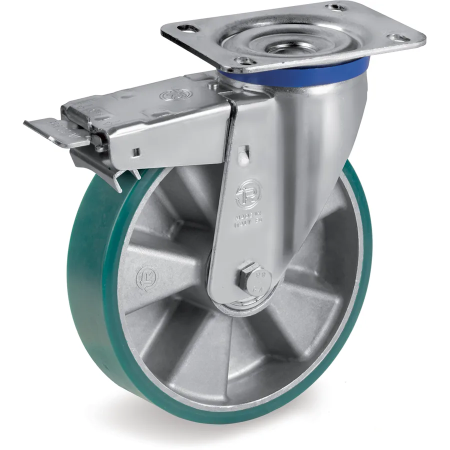 Tellure Rôta 627410 – TR-Roll polyurethane swivel castor Ø160×50 mm with brake