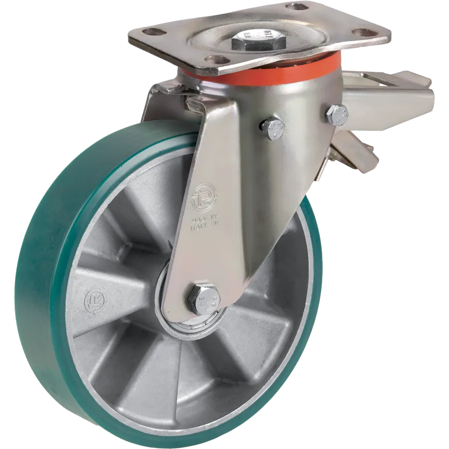 Tellure Rôta 627244 – TR-Roll polyurethane swivel castor Ø150×40 mm with brake
