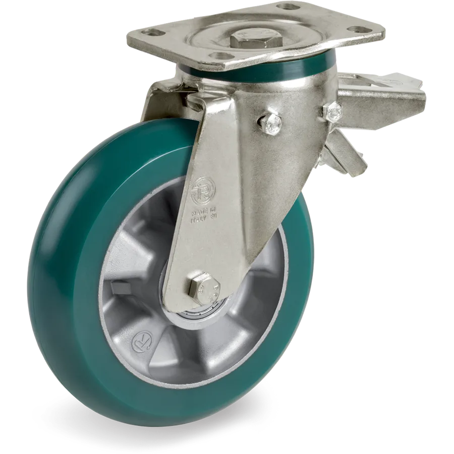 Tellure Rôta 629236 – TR-Roll polyurethane swivel castor Ø200×50 mm with brake