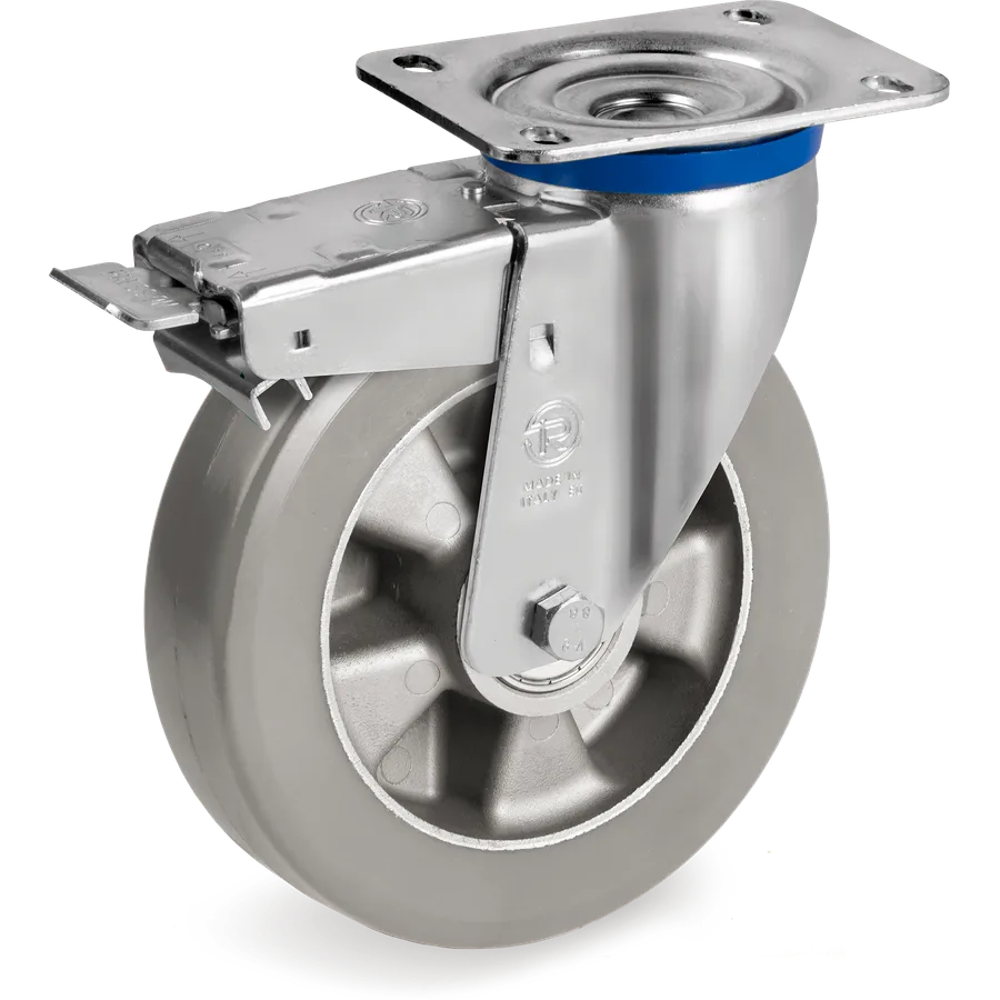 Tellure Rôta 627406ESD – Rueda giratoria de poliuretano TR-Roll ESD Ø200×50 mm con freno