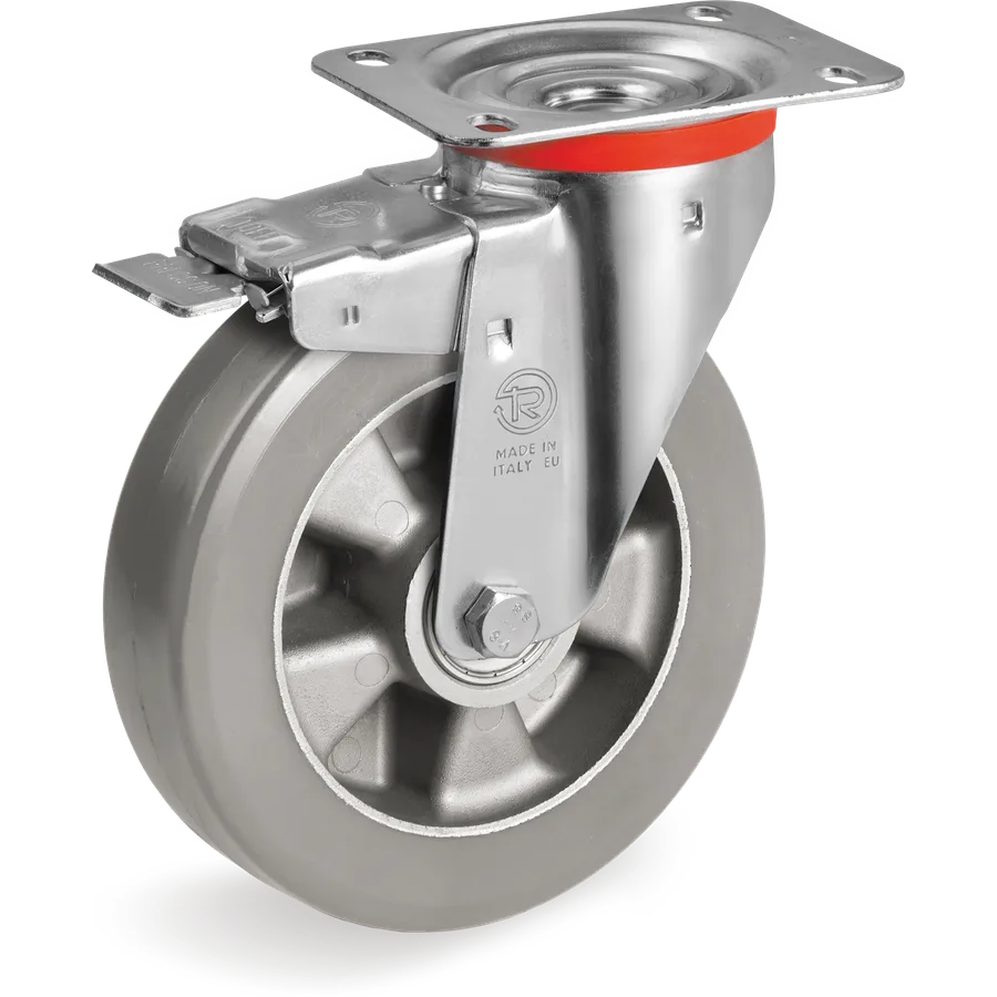 Tellure Rôta 627304ESD – Rueda giratoria de poliuretano TR-Roll ESD Ø160×50 mm con freno