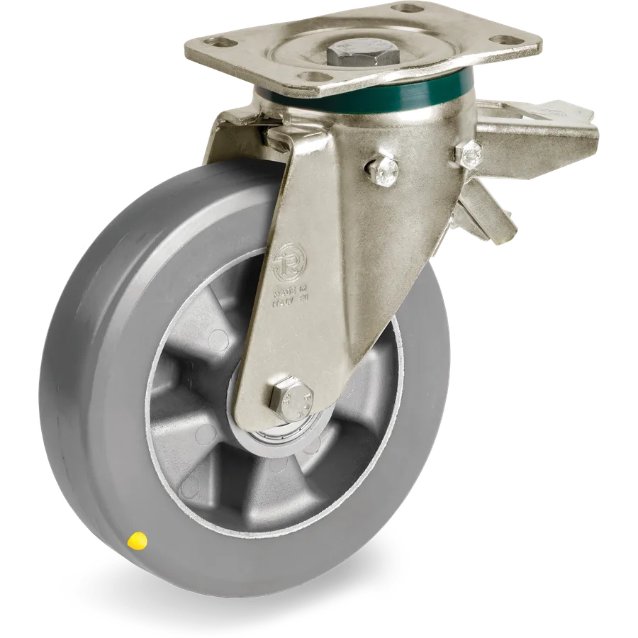 Tellure Rôta 629904ESD – TR-Roll ESD polyurethane swivel castor Ø160×50 mm with brake