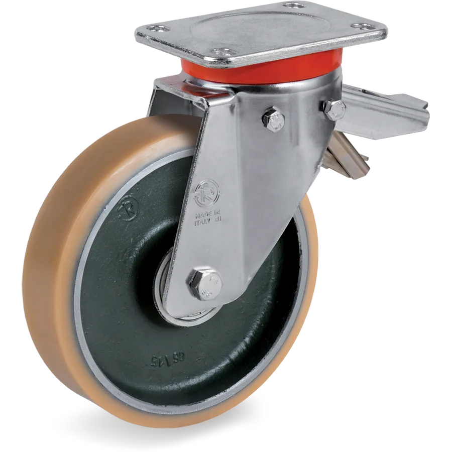 Tellure Rôta 636505 – Vulkollan® swivel castor Ø175×40 mm with brake