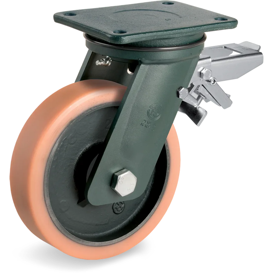 Tellure Rôta 638917 – Rueda giratoria de vulkollan® Ø250×78 mm con freno