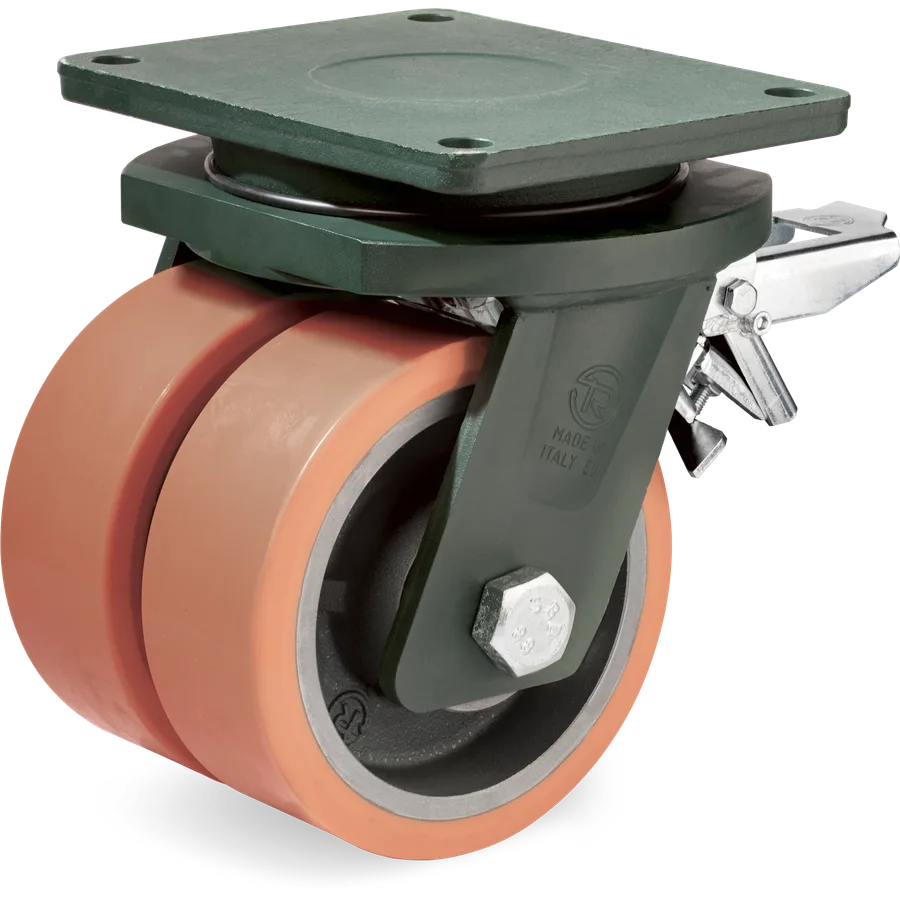 Tellure Rôta 638786 – Vulkollan® swivel castor Ø200 mm with brake