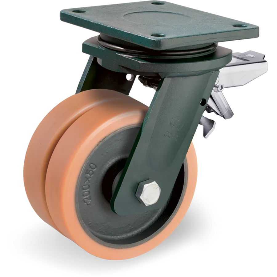 Tellure Rôta 638776 – Vulkollan® swivel castor Ø200 mm with brake