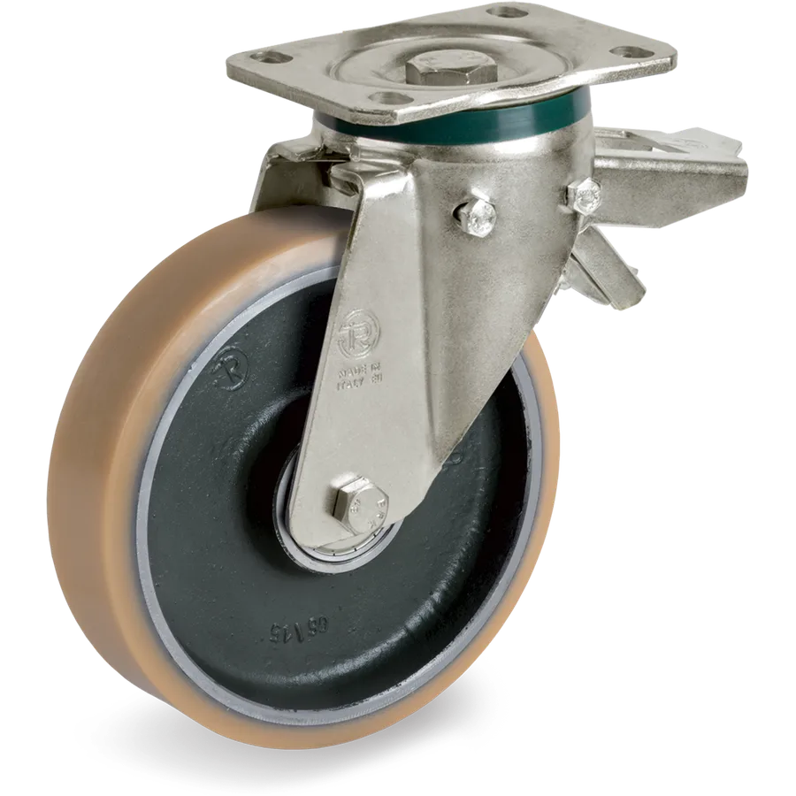 Tellure Rôta 635304 – Vulkollan® swivel castor Ø150×40 mm with brake