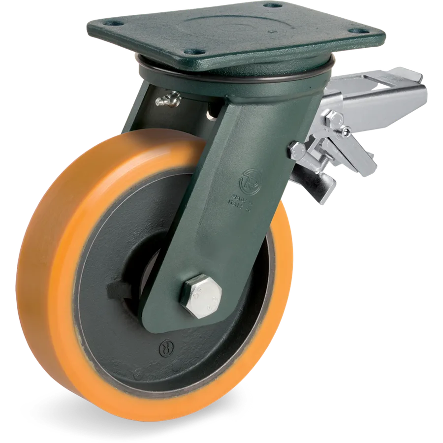 Tellure Rôta 648517 – Rueda giratoria de poliuretano TR Ø250×78 mm con freno