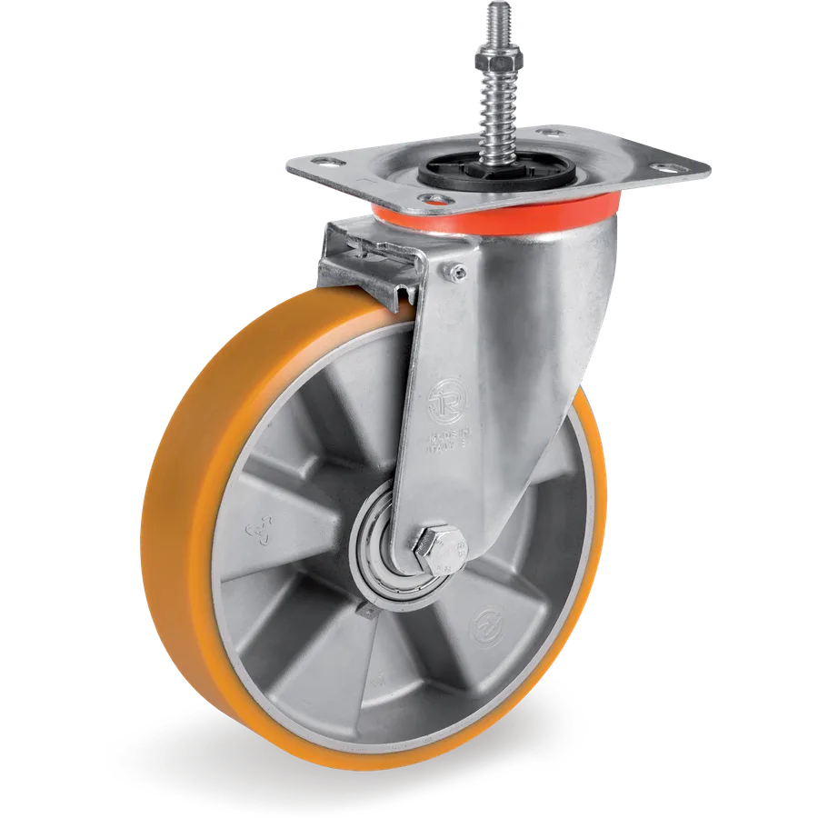Tellure Rôta 654806 – TR polyurethane swivel castor Ø200×50 mm with brake