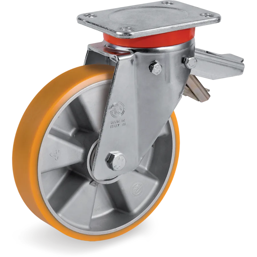 Tellure Rôta 657014 – Rueda giratoria de poliuretano TR Ø160×50 mm con freno