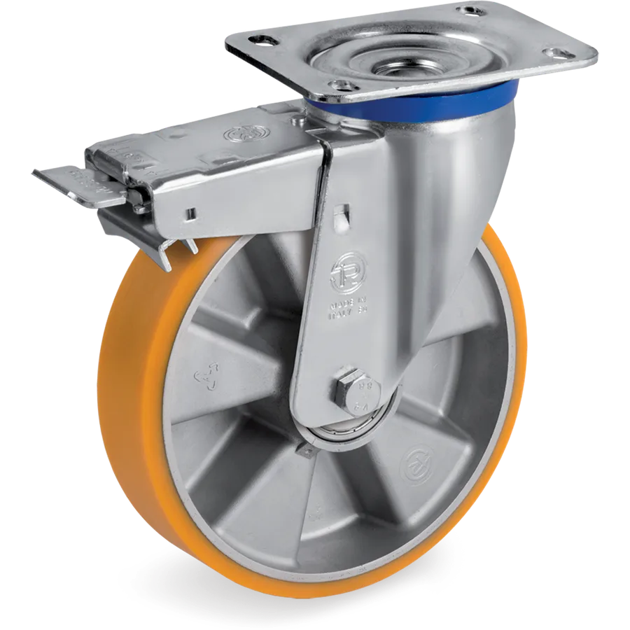 Tellure Rôta 659704 – TR polyurethane swivel castor Ø150×40 mm with brake