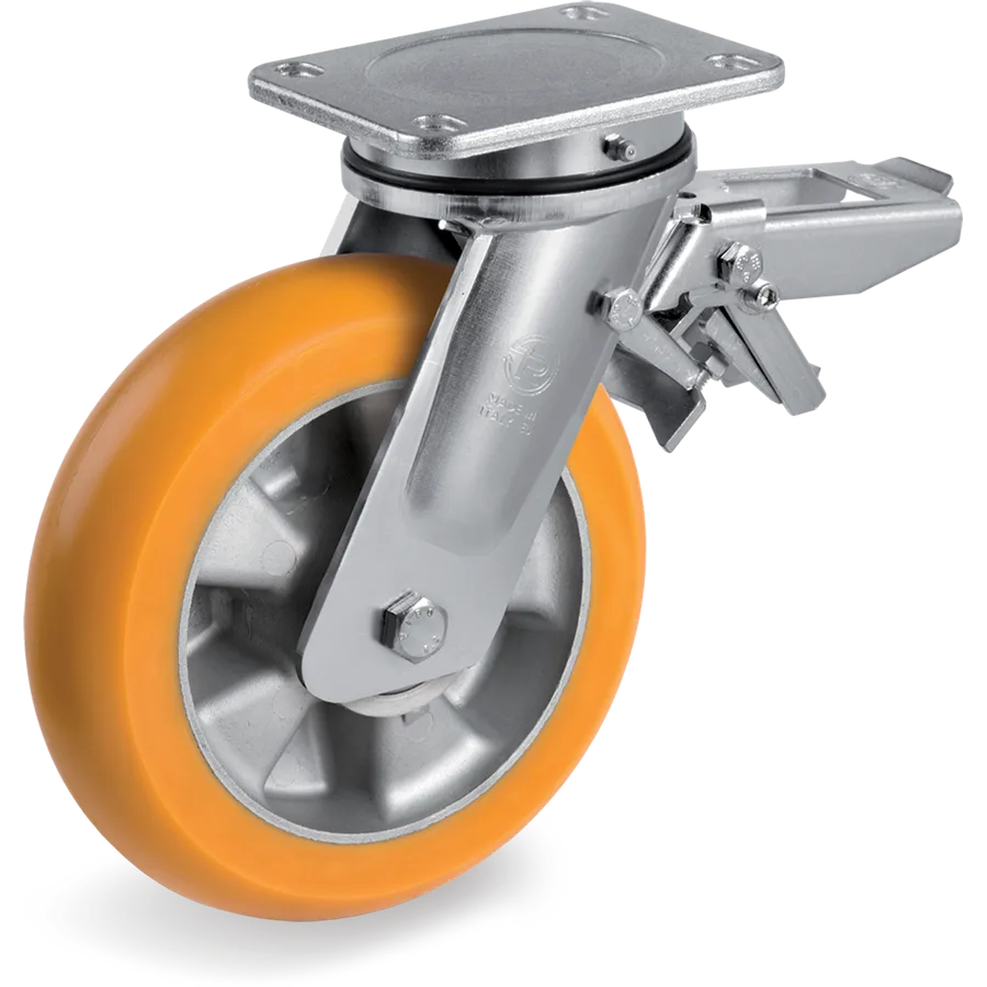 Tellure Rôta 656334B2 – TR polyurethane swivel castor Ø160×50 mm with brake