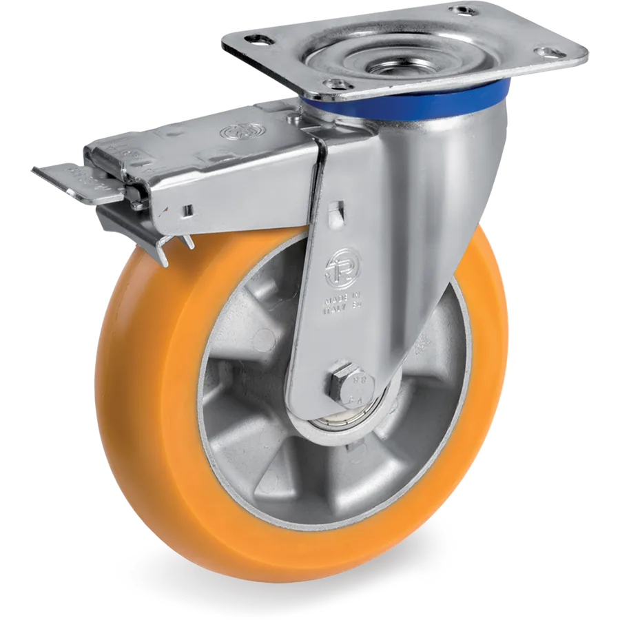 Tellure Rôta 656306 – TR polyurethane swivel castor Ø200×50 mm with brake