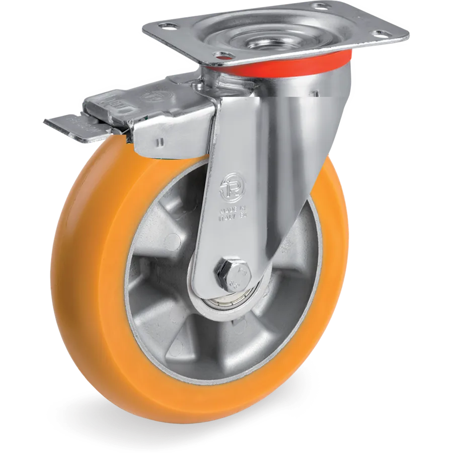Tellure Rôta 656343 – TR polyurethane swivel castor Ø125×40 mm with brake