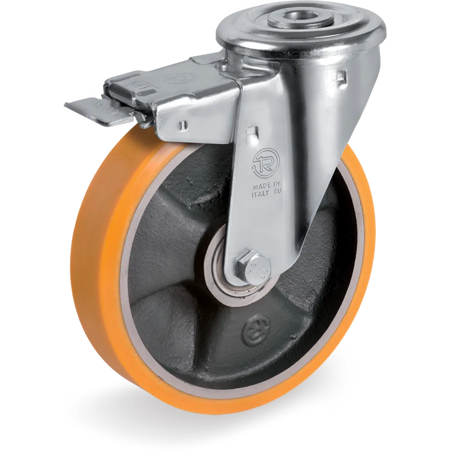 Tellure Rôta 656825 – Rueda giratoria de poliuretano TR Ø175×35 mm con freno