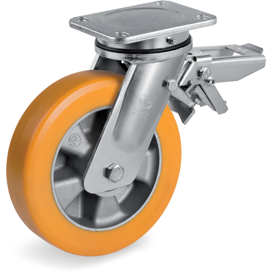Tellure Rôta 655805B2 – TR polyurethane swivel castor Ø180×50 mm with brake