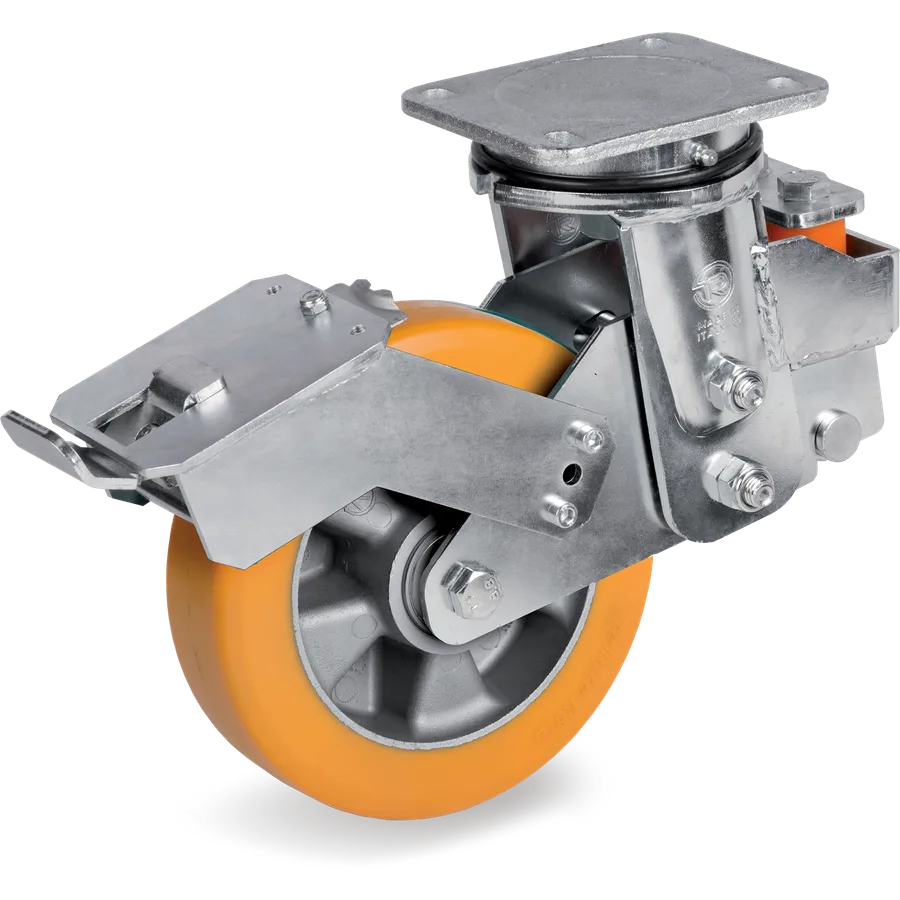 Tellure Rôta 654904 – TR polyurethane swivel castor Ø160×50 mm with brake