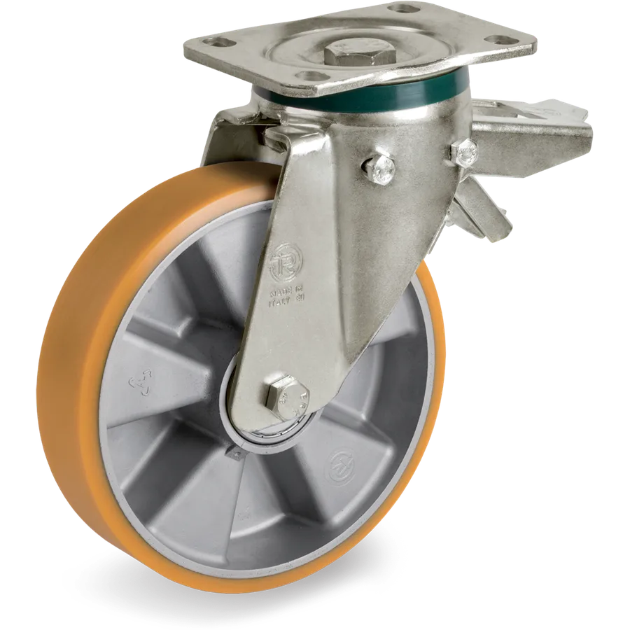 Tellure Rôta 656676 – Rueda giratoria de poliuretano TR Ø200×50 mm con freno