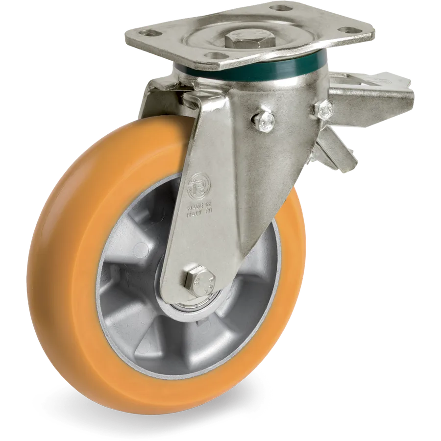 Tellure Rôta 656356 – Rueda giratoria de poliuretano TR Ø200×50 mm con freno