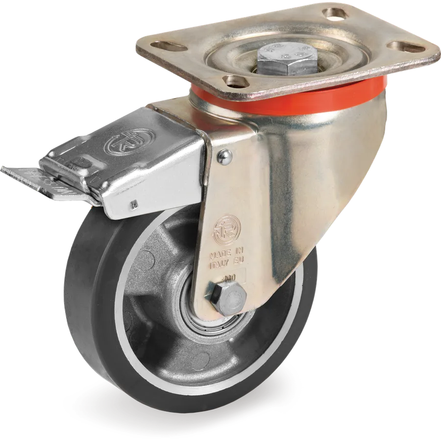 Tellure Rôta 656602ESD – TR ESD polyurethane swivel castor Ø100×30 mm with brake
