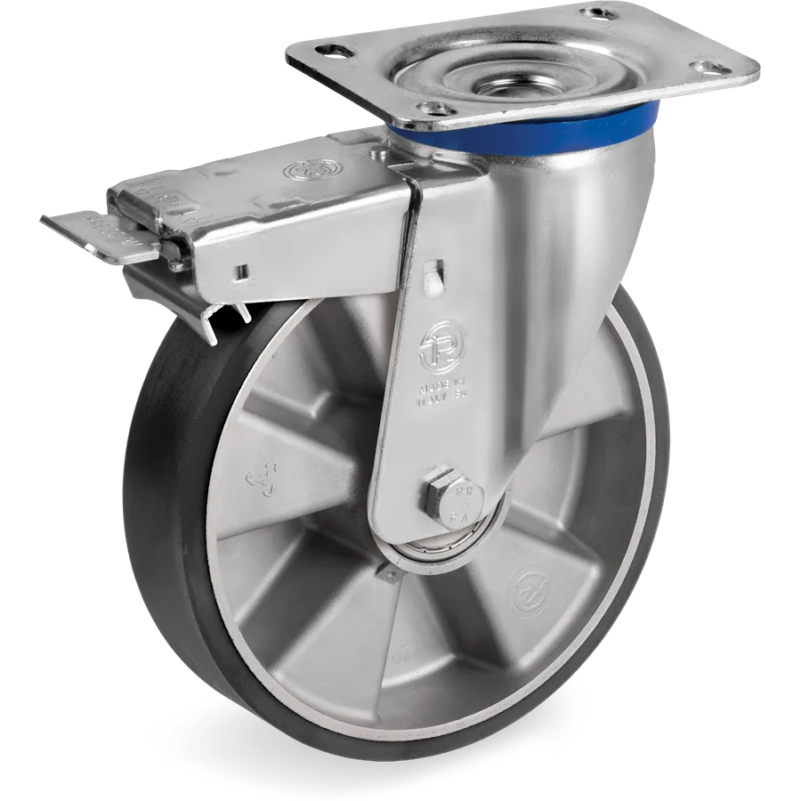 Tellure Rôta 659706ESD – TR ESD polyurethane swivel castor Ø200×50 mm with brake