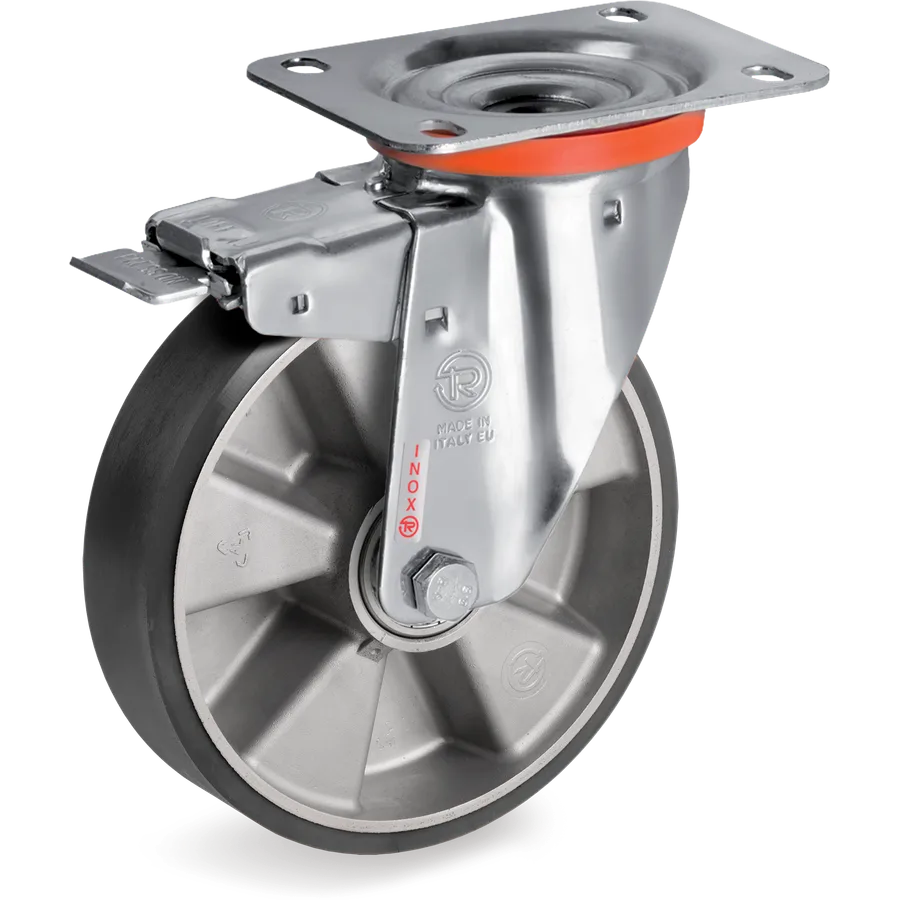 Tellure Rôta 655114ESD – TR ESD polyurethane swivel castor Ø160×50 mm with brake