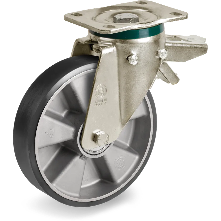 Tellure Rôta 656676ESD – TR ESD polyurethane swivel castor Ø200×50 mm with brake