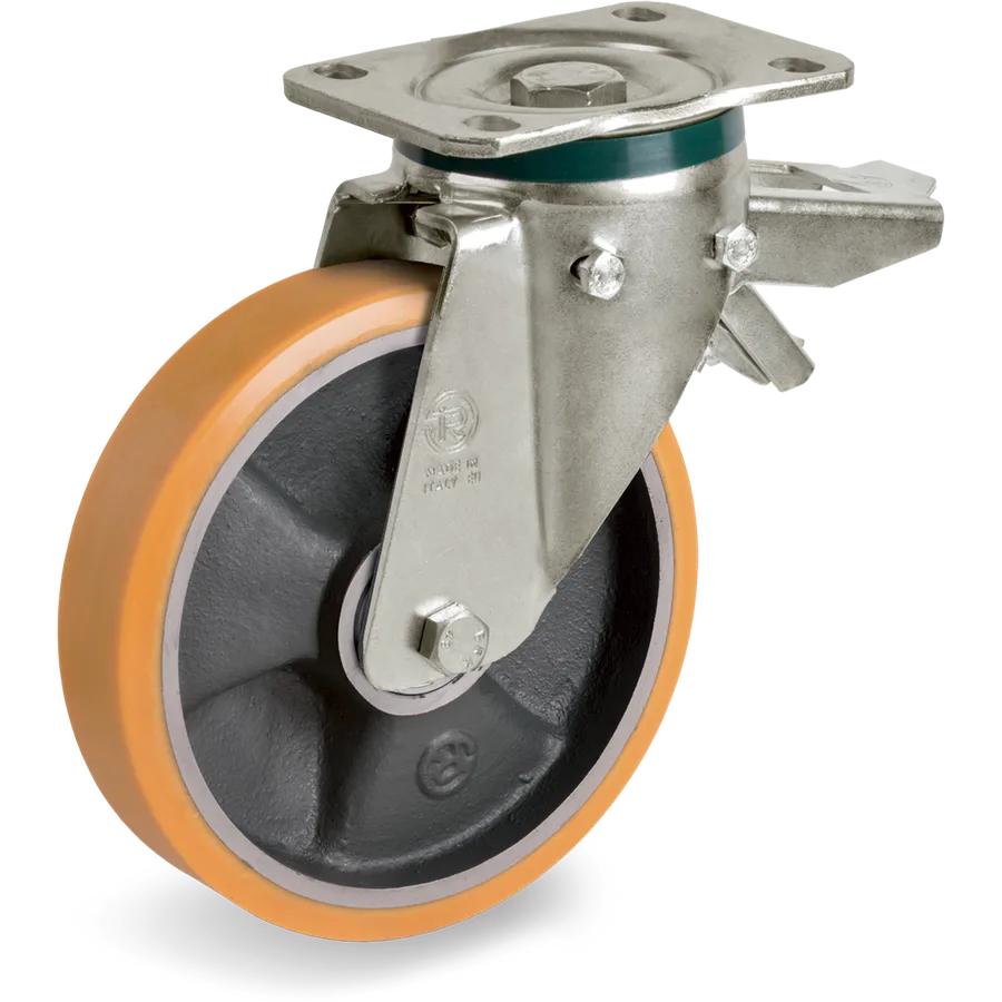 Tellure Rôta 658314 – TR polyurethane swivel castor Ø150×35 mm with brake